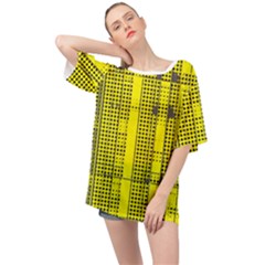 Black Yellow Punk Plaid Oversized Chiffon Top by SpinnyChairDesigns