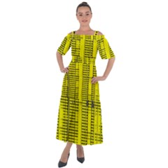 Black Yellow Punk Plaid Shoulder Straps Boho Maxi Dress  by SpinnyChairDesigns