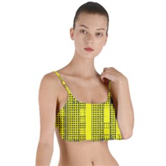 Black Yellow Punk Plaid Layered Top Bikini Top  by SpinnyChairDesigns