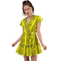 Black Yellow Punk Plaid Flutter Sleeve Wrap Dress View1