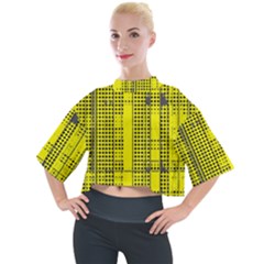 Black Yellow Punk Plaid Mock Neck Tee