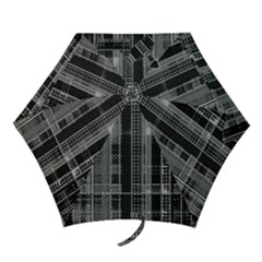 Black Punk Plaid Mini Folding Umbrellas by SpinnyChairDesigns