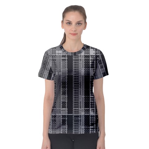 Black Punk Plaid Women s Sport Mesh Tee by SpinnyChairDesigns