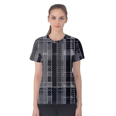 Black Punk Plaid Women s Cotton Tee by SpinnyChairDesigns