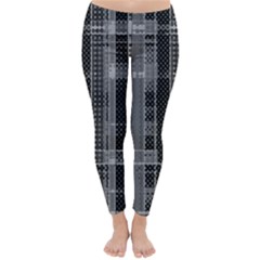 Black Punk Plaid Classic Winter Leggings by SpinnyChairDesigns