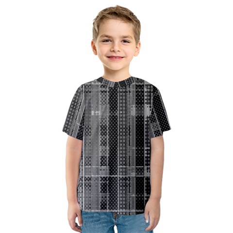 Black Punk Plaid Kids  Sport Mesh Tee by SpinnyChairDesigns