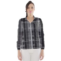 Black Punk Plaid Women s Windbreaker by SpinnyChairDesigns