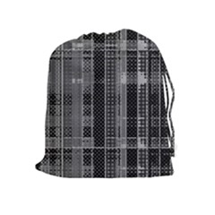 Black Punk Plaid Drawstring Pouch (xl) by SpinnyChairDesigns