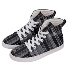 Black Punk Plaid Men s Hi-top Skate Sneakers by SpinnyChairDesigns