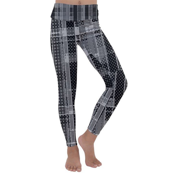 Black Punk Plaid Kids  Lightweight Velour Classic Yoga Leggings