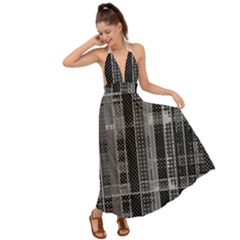 Black Punk Plaid Backless Maxi Beach Dress by SpinnyChairDesigns