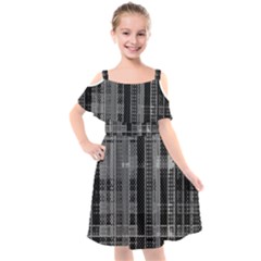 Black Punk Plaid Kids  Cut Out Shoulders Chiffon Dress by SpinnyChairDesigns