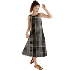 Black Punk Plaid Summer Maxi Dress by SpinnyChairDesigns