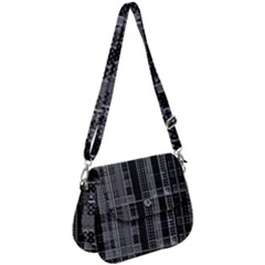 Black Punk Plaid Saddle Handbag by SpinnyChairDesigns