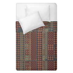 Rust Brown Grunge Plaid Duvet Cover Double Side (single Size) by SpinnyChairDesigns