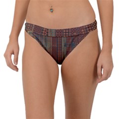 Rust Brown Grunge Plaid Band Bikini Bottom by SpinnyChairDesigns