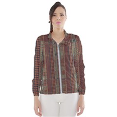 Rust Brown Grunge Plaid Women s Windbreaker by SpinnyChairDesigns