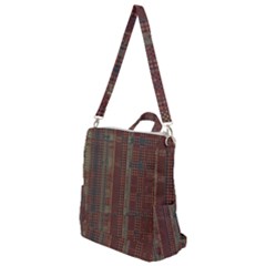 Rust Brown Grunge Plaid Crossbody Backpack by SpinnyChairDesigns