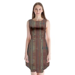 Rust Brown Grunge Plaid Sleeveless Chiffon Dress   by SpinnyChairDesigns