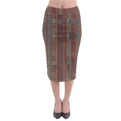 Rust Brown Grunge Plaid Midi Pencil Skirt by SpinnyChairDesigns