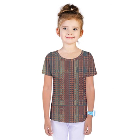 Rust Brown Grunge Plaid Kids  One Piece Tee by SpinnyChairDesigns