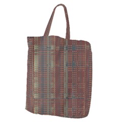 Rust Brown Grunge Plaid Giant Grocery Tote by SpinnyChairDesigns