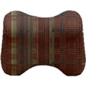 Rust Brown Grunge Plaid Head Support Cushion View1