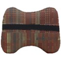 Rust Brown Grunge Plaid Head Support Cushion View2