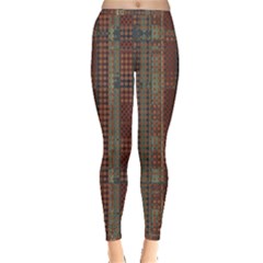 Rust Brown Grunge Plaid Inside Out Leggings by SpinnyChairDesigns