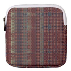 Rust Brown Grunge Plaid Mini Square Pouch