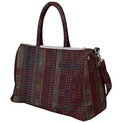 Rust Brown Grunge Plaid Duffel Travel Bag by SpinnyChairDesigns