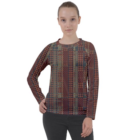 Rust Brown Grunge Plaid Women s Long Sleeve Raglan Tee by SpinnyChairDesigns