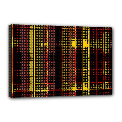 Red Yellow Black Punk Plaid Canvas 18  X 12  (stretched) by SpinnyChairDesigns