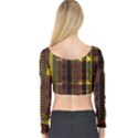 Red Yellow Black Punk Plaid Long Sleeve Crop Top View2