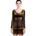 Red Yellow Black Punk Plaid Long Sleeve Bodycon Dress View1