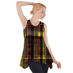 Red Yellow Black Punk Plaid Side Drop Tank Tunic by SpinnyChairDesigns