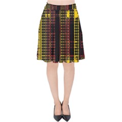 Red Yellow Black Punk Plaid Velvet High Waist Skirt by SpinnyChairDesigns