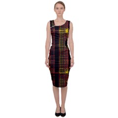 Red Yellow Black Punk Plaid Sleeveless Pencil Dress by SpinnyChairDesigns