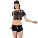 Red Yellow Black Punk Plaid Tie Back Short Sleeve Crop Tee View1