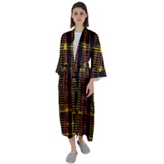 Red Yellow Black Punk Plaid Maxi Satin Kimono by SpinnyChairDesigns