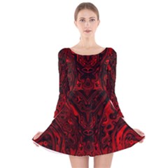 Black Magic Gothic Swirl Long Sleeve Velvet Skater Dress