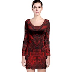 Black Magic Gothic Swirl Long Sleeve Velvet Bodycon Dress