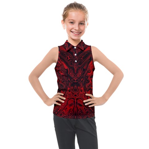 Black Magic Gothic Swirl Kids  Sleeveless Polo Tee by SpinnyChairDesigns