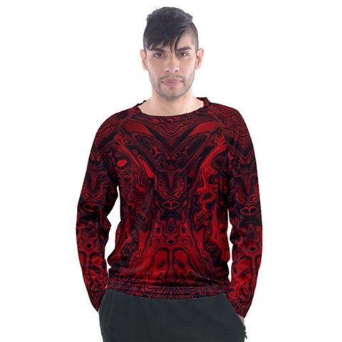 Black Magic Gothic Swirl Men s Long Sleeve Raglan Tee by SpinnyChairDesigns