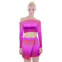 Fuchsia Ombre Color  Off Shoulder Top With Mini Skirt Set by SpinnyChairDesigns