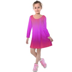 Fuchsia Ombre Color  Kids  Long Sleeve Velvet Dress by SpinnyChairDesigns