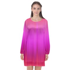 Fuchsia Ombre Color  Long Sleeve Chiffon Shift Dress  by SpinnyChairDesigns