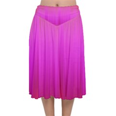 Fuchsia Ombre Color  Velvet Flared Midi Skirt