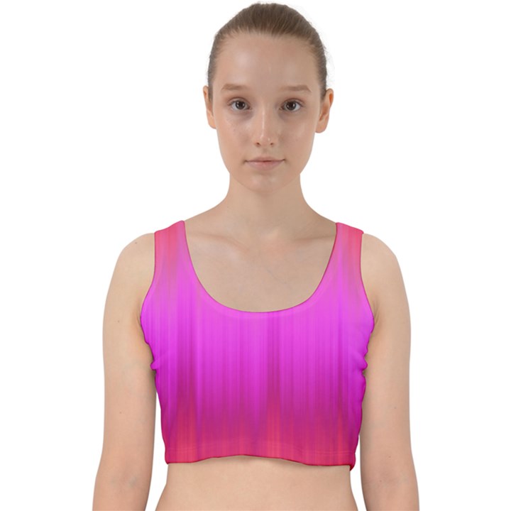 Fuchsia Ombre Color  Velvet Racer Back Crop Top