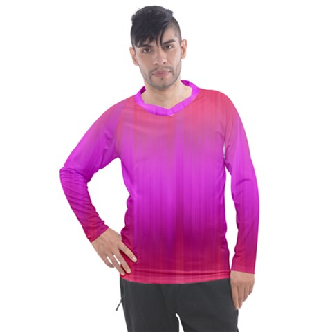 Fuchsia Ombre Color  Men s Pique Long Sleeve Tee by SpinnyChairDesigns